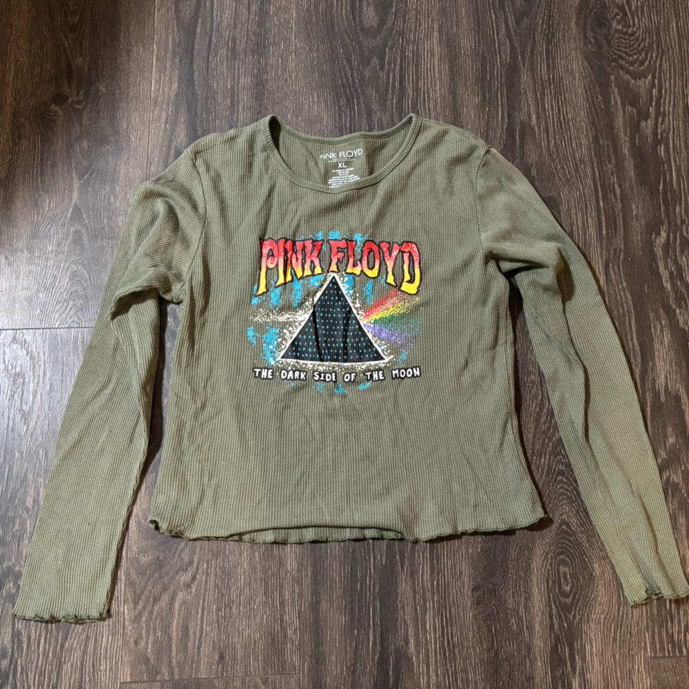 Pink Floyd Olive waffle crop top